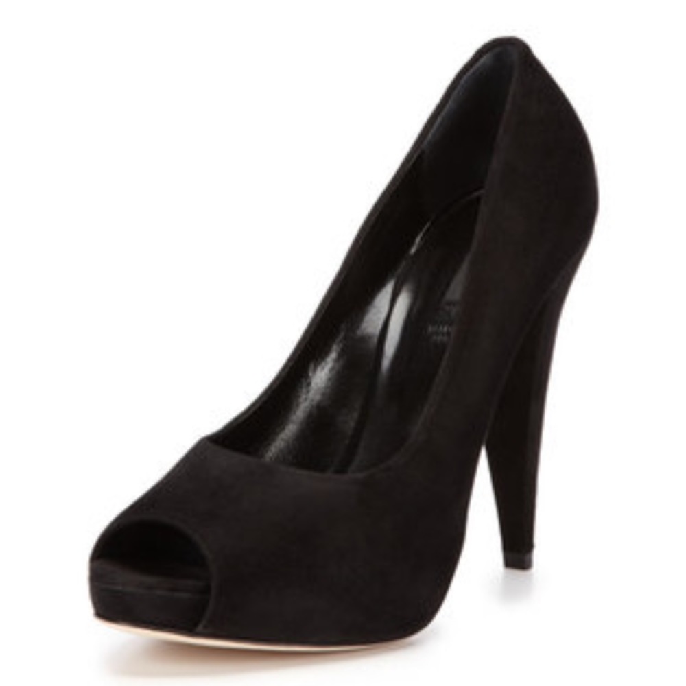 BALLY Eddi Peep-Toe Suede Pump, Made in Italy, 10US